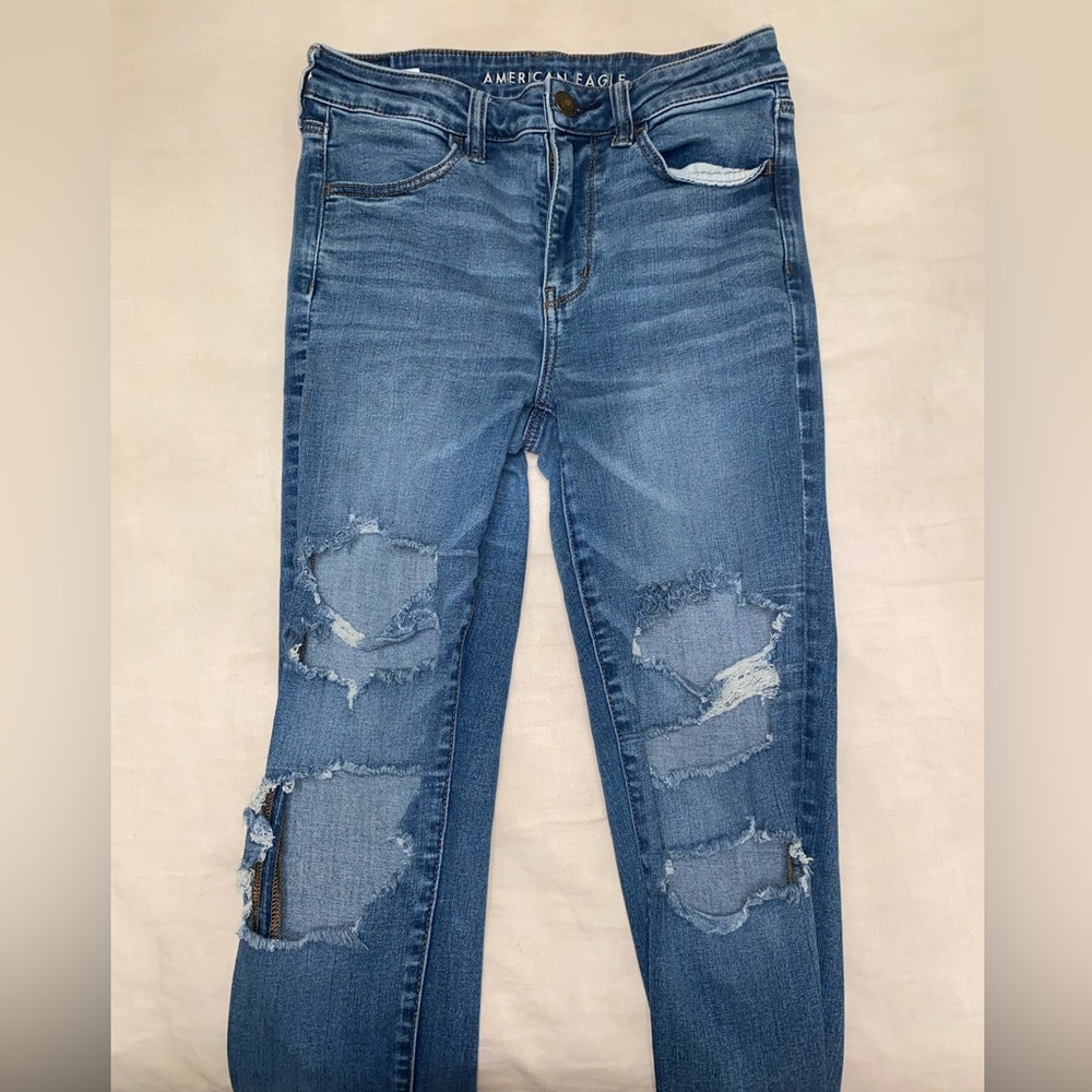 Ripped American Eagle High Waist Skinny Jeans